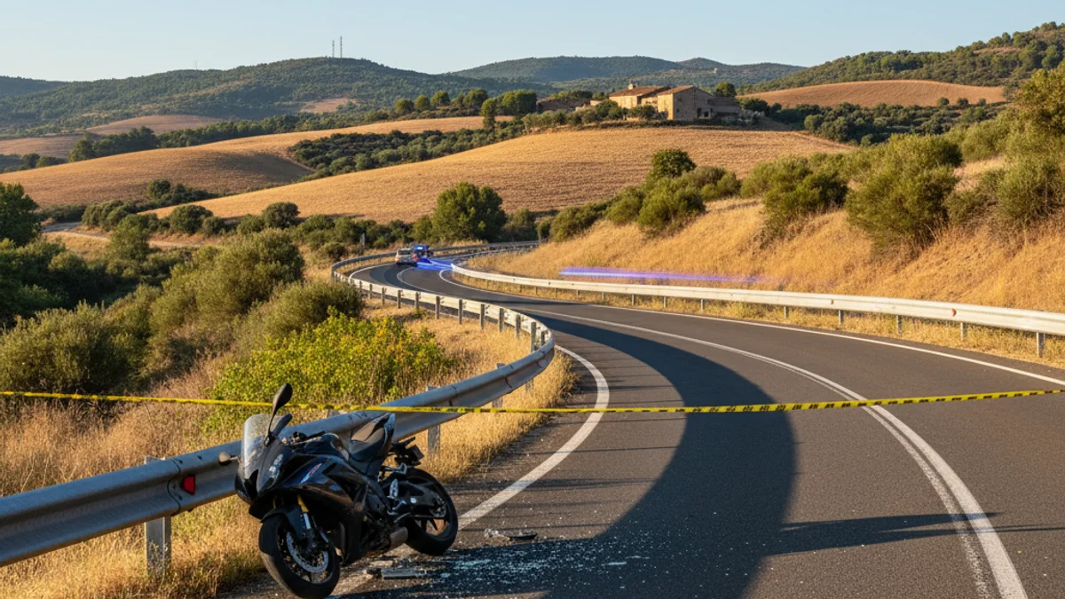Imagen genérica de un accidente de tráfico en una carretera con luces de emergencia.