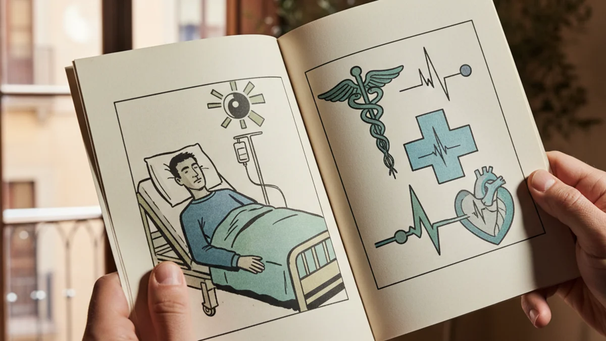 Generic image of hands holding a comic book telling a story of medical recovery.