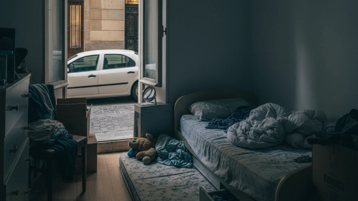Generic image of a small, overcrowded room symbolizing housing precariousness.