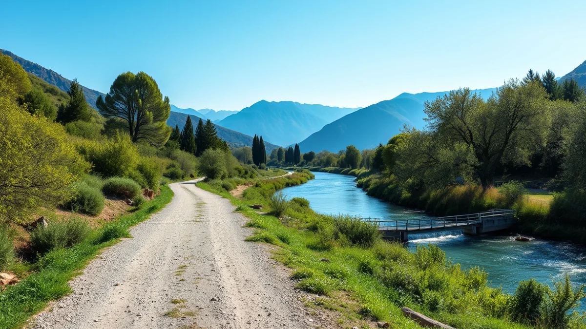 Imatge genèrica d'un camí natural i via verda que transcorre paral·lel a un riu en una zona de muntanya.