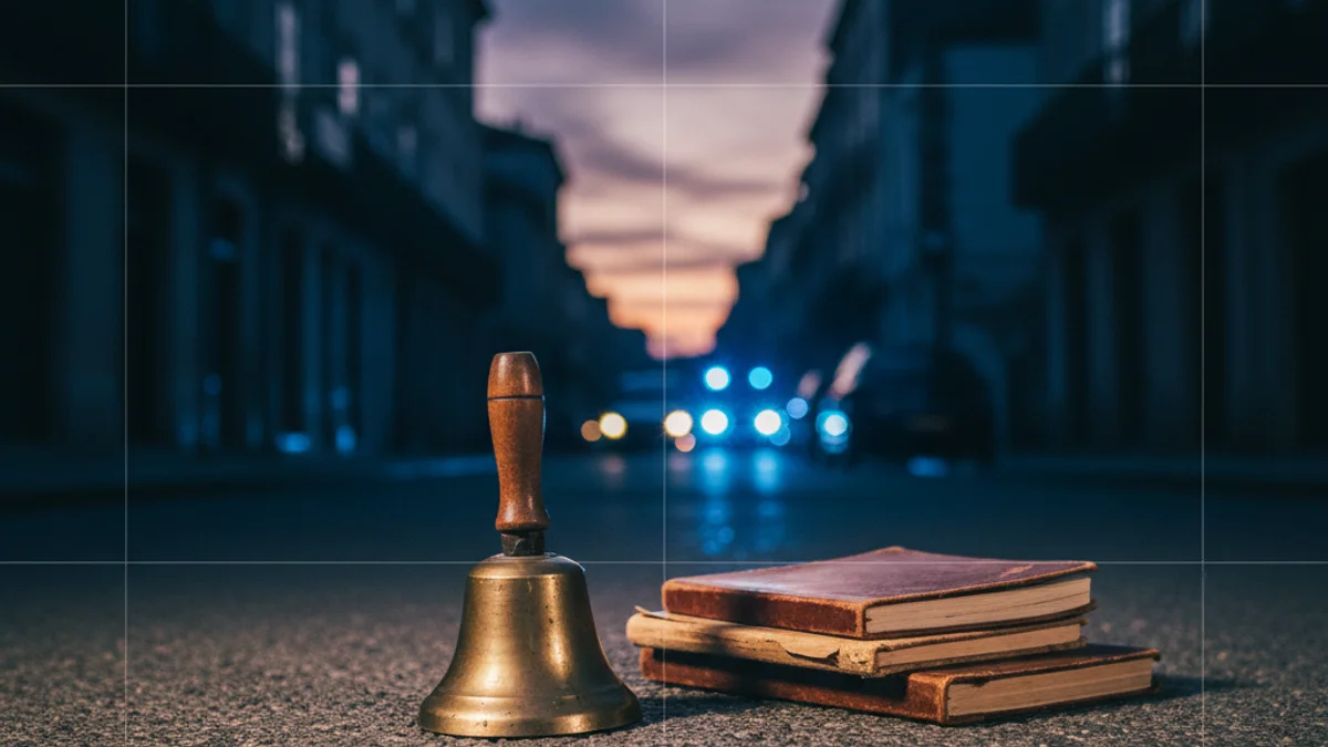 Imatge genèrica d'una carretera tallada amb llums d'emergència blaves al fons durant una protesta.