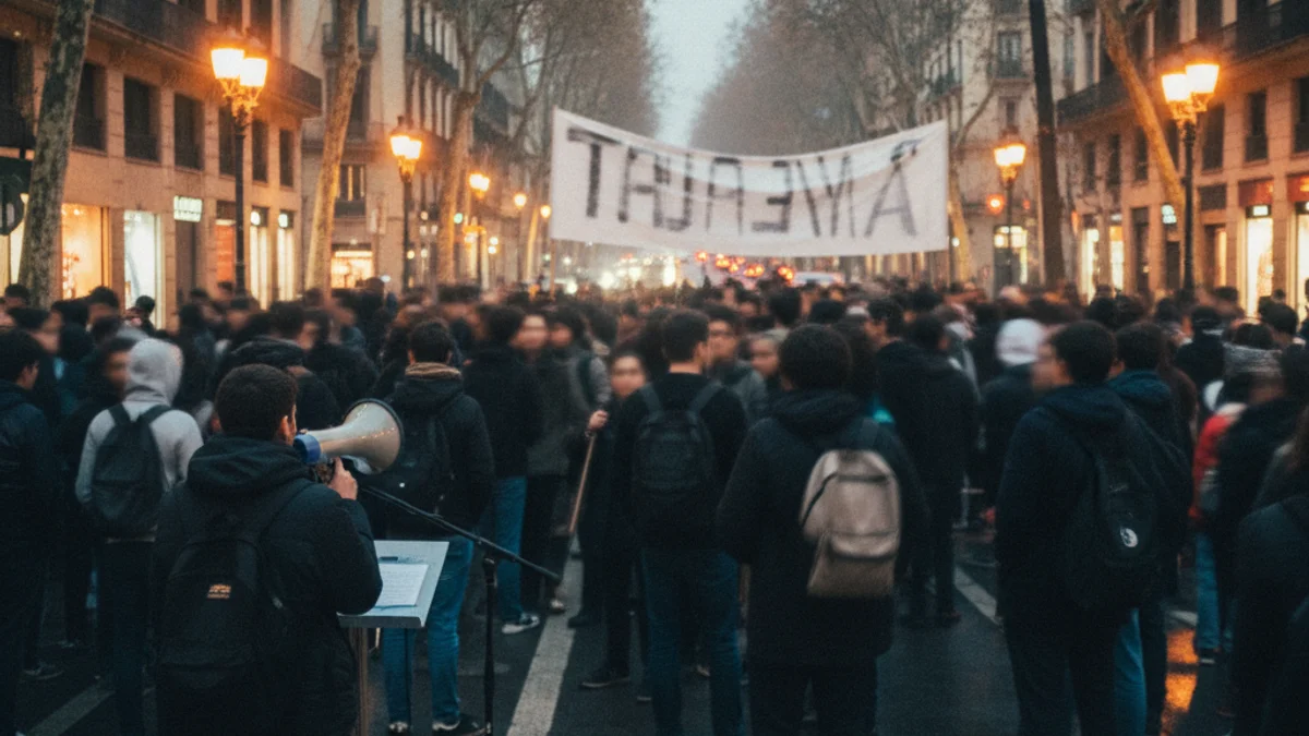 Imagen genérica de una concentración de estudiantes en una avenida de Barcelona.