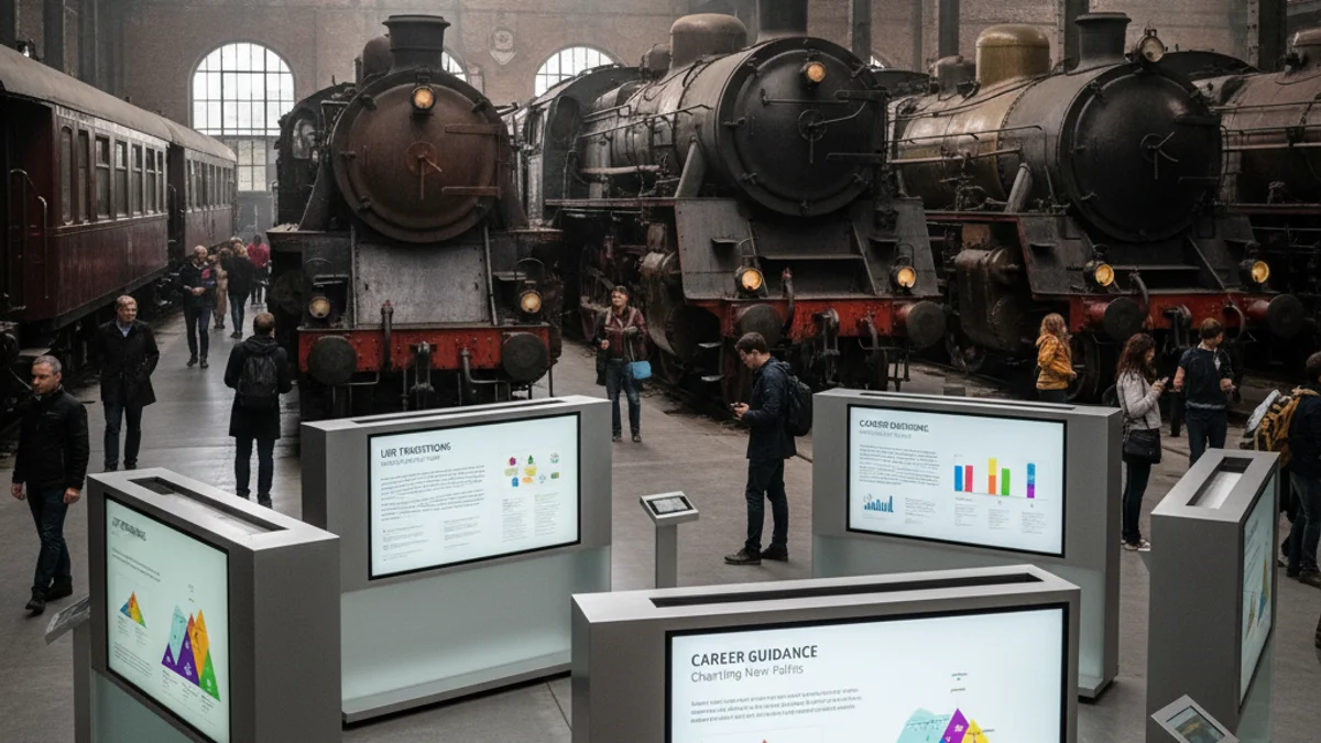 Imatge genèrica de l'interior d'un museu amb panells informatius sobre orientació educativa.