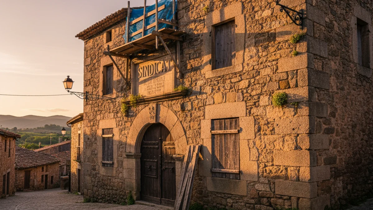 Generic image of the facade of an old stone building in a Catalan village.