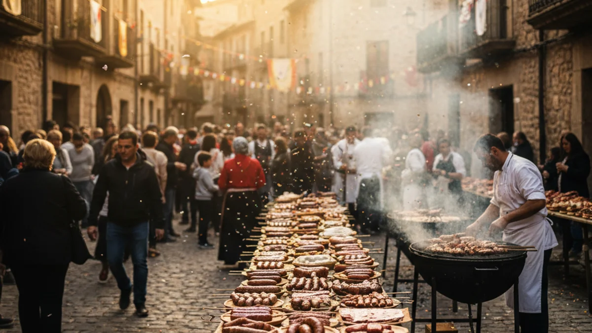Imatge genèrica d'un esmorzar popular a la brasa durant una festa tradicional.