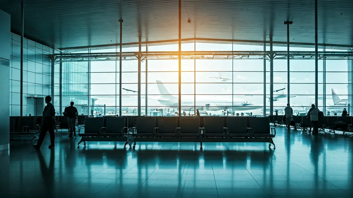 Imatge genèrica d'un aeroport amb avions a l'exterior