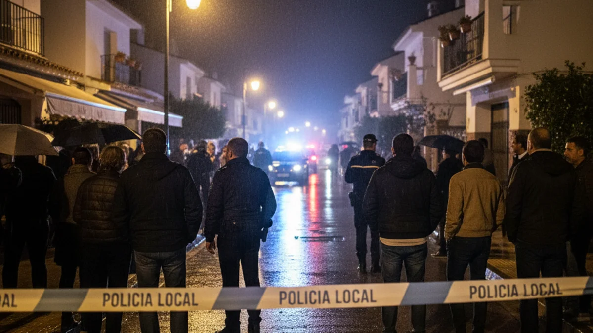 Imagen genérica de una calle acordonada con cintas policiales durante una investigación nocturna.