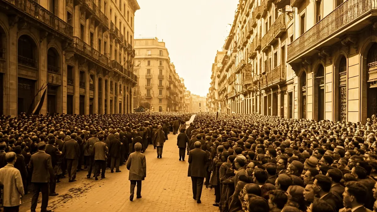 Imatge històrica de la proclamació de la Segona República a Barcelona