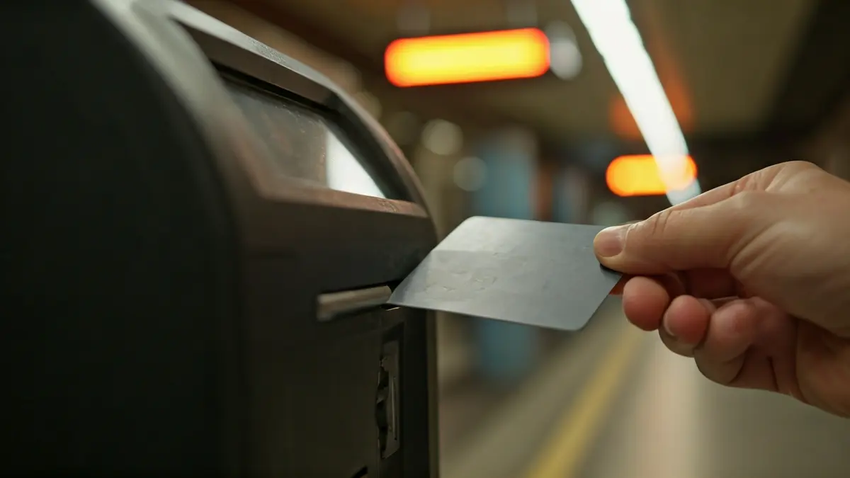 Imagen genérica de una tarjeta de transporte validándose en una máquina.