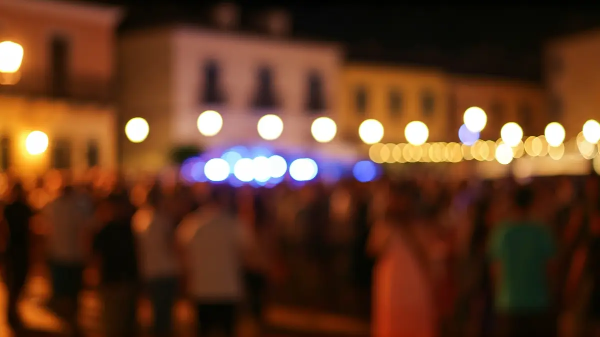 Generic image of a cultural event with people and lights.