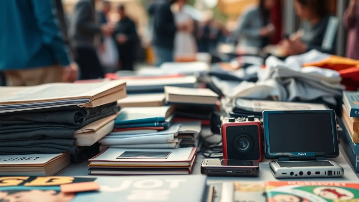 Imagen genérica de objetos de segunda mano en un mercado, con el objetivo de promover la reutilización y el consumo responsable.