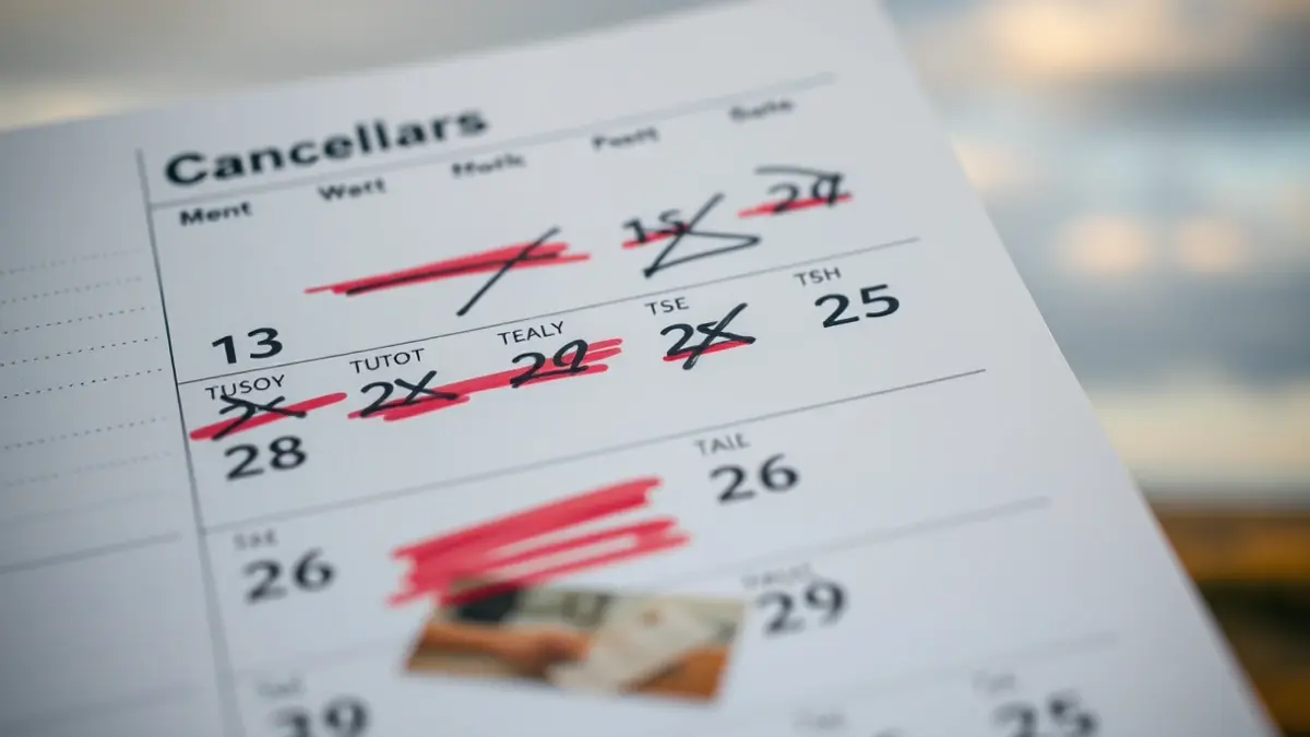 Imatge genèrica d'un calendari amb dates ratllades, simbolitzant reserves cancel·lades.