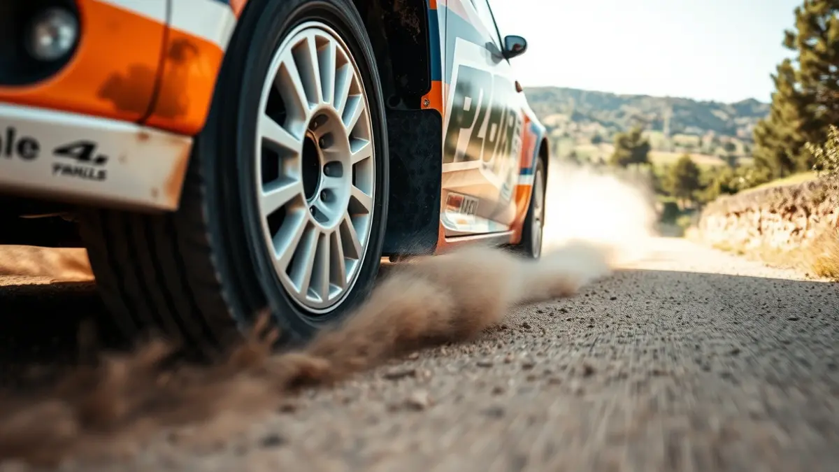 Imatge genèrica d'un cotxe de ral·li en acció en un tram de terra.