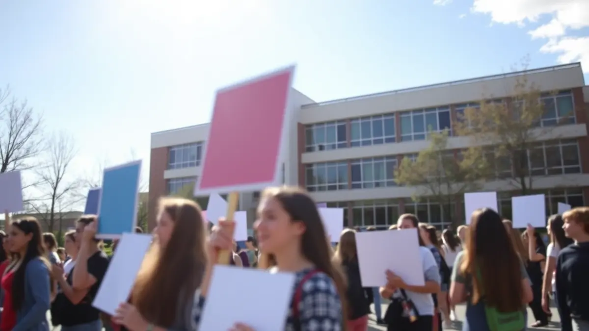 Alumnes protestant al pati d'un institut
