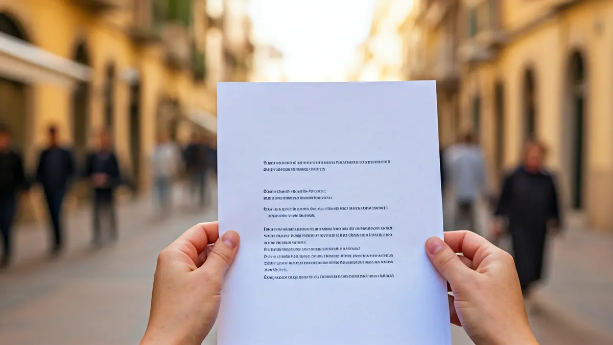 Generic image of a letter or document with blurred text, with a blurred urban background.