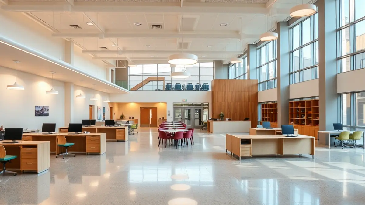 Imatge genèrica de l'interior d'un centre comunitari modern i lluminós.