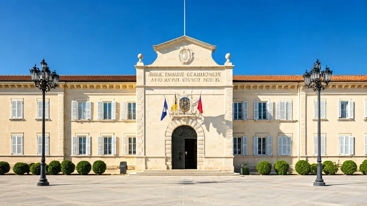 Façana d'un edifici d'acadèmia militar amb una entrada formal.