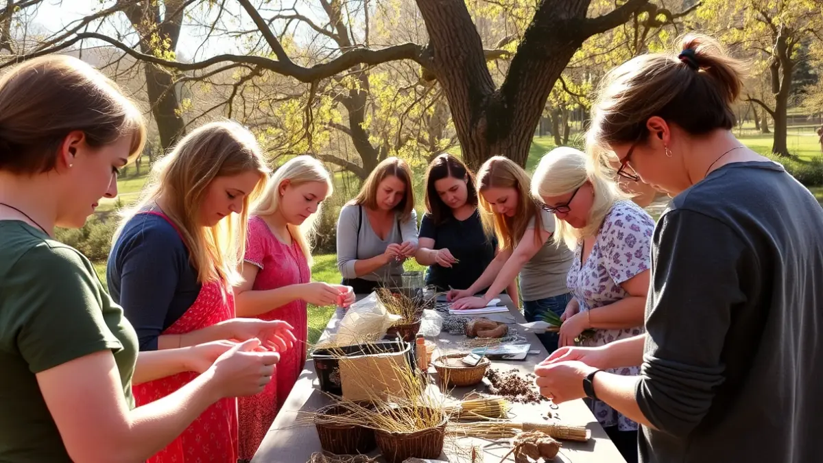 Imagen genérica de personas participando en una actividad artística en la naturaleza.