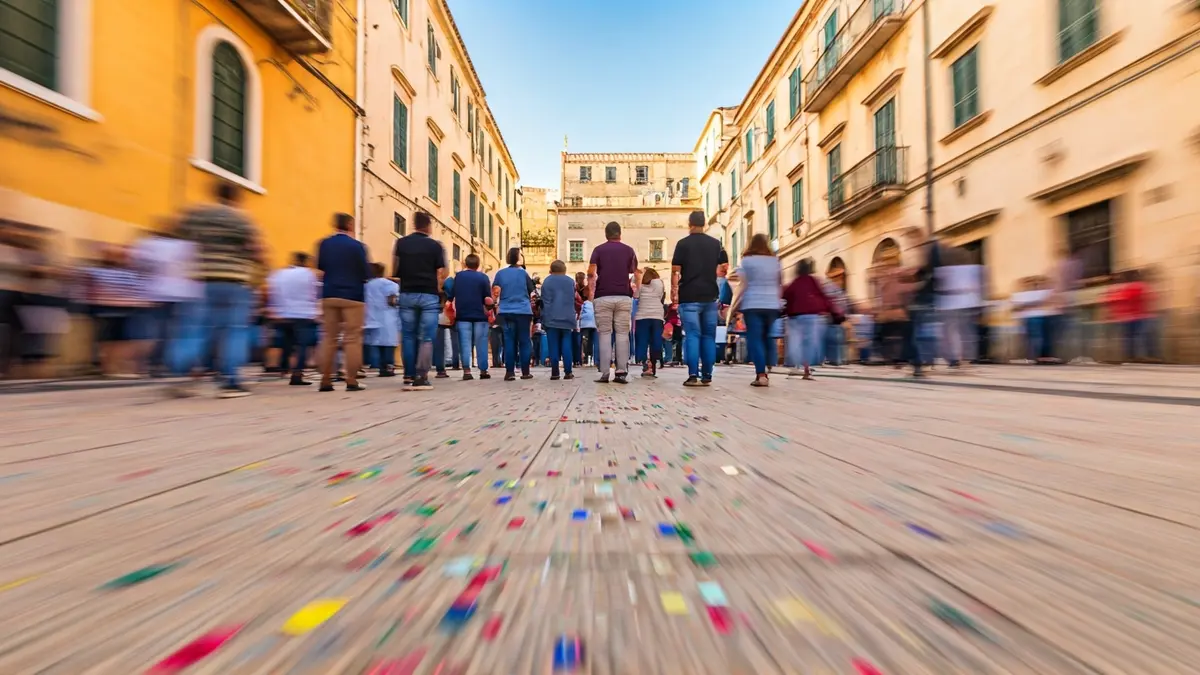 Generic image of a square with people celebrating a cultural festival.