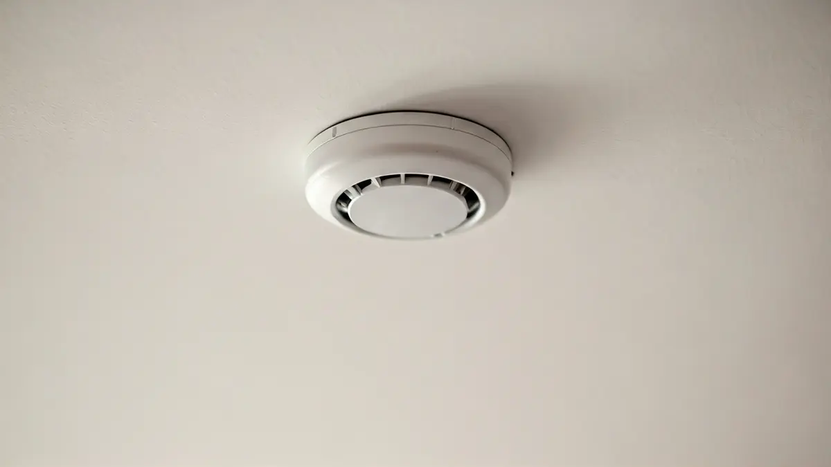 Imatge genèrica d'un detector de fum modern instal·lat al sostre.