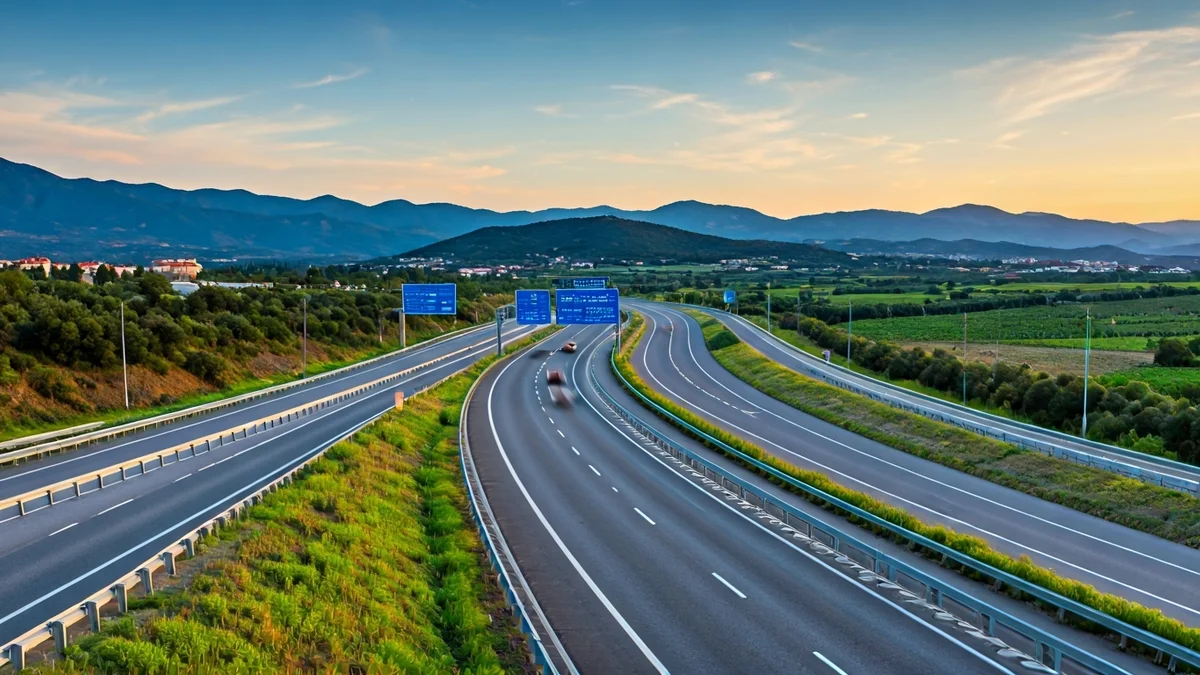 Imagen genérica de un nudo de carreteras con tráfico en una zona montañosa.