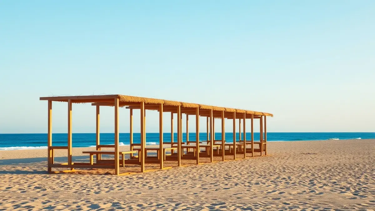 Imatge genèrica de xiringuitos buits en una platja de Cambrils.