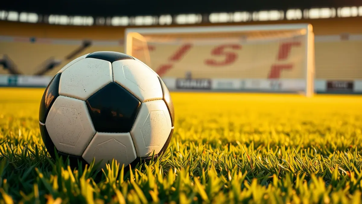 Generic image of a soccer ball on a green field.
