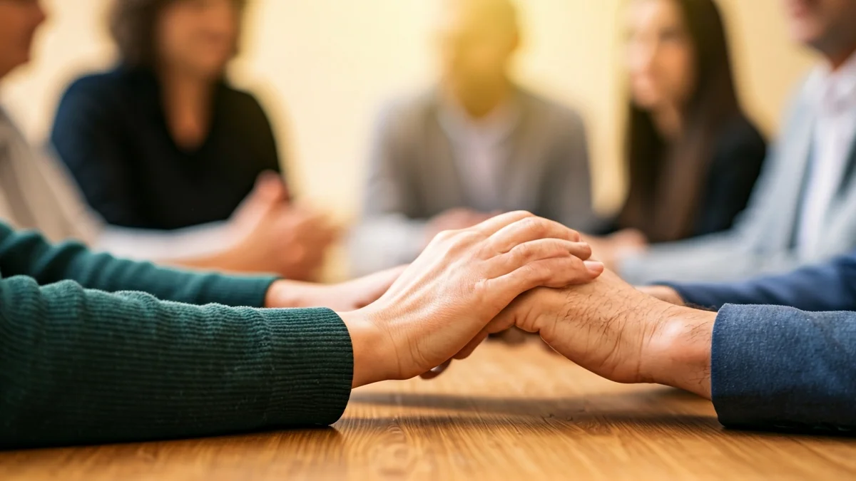 Imagen genérica de manos que se sujetan, simbolizando apoyo y ayuda mutua en un entorno de grupo.