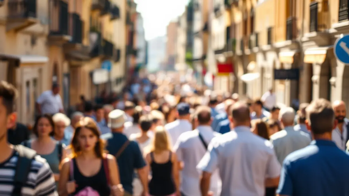 Imatge genèrica d'una multitud diversa en un carrer urbà, simbolitzant el creixement demogràfic.