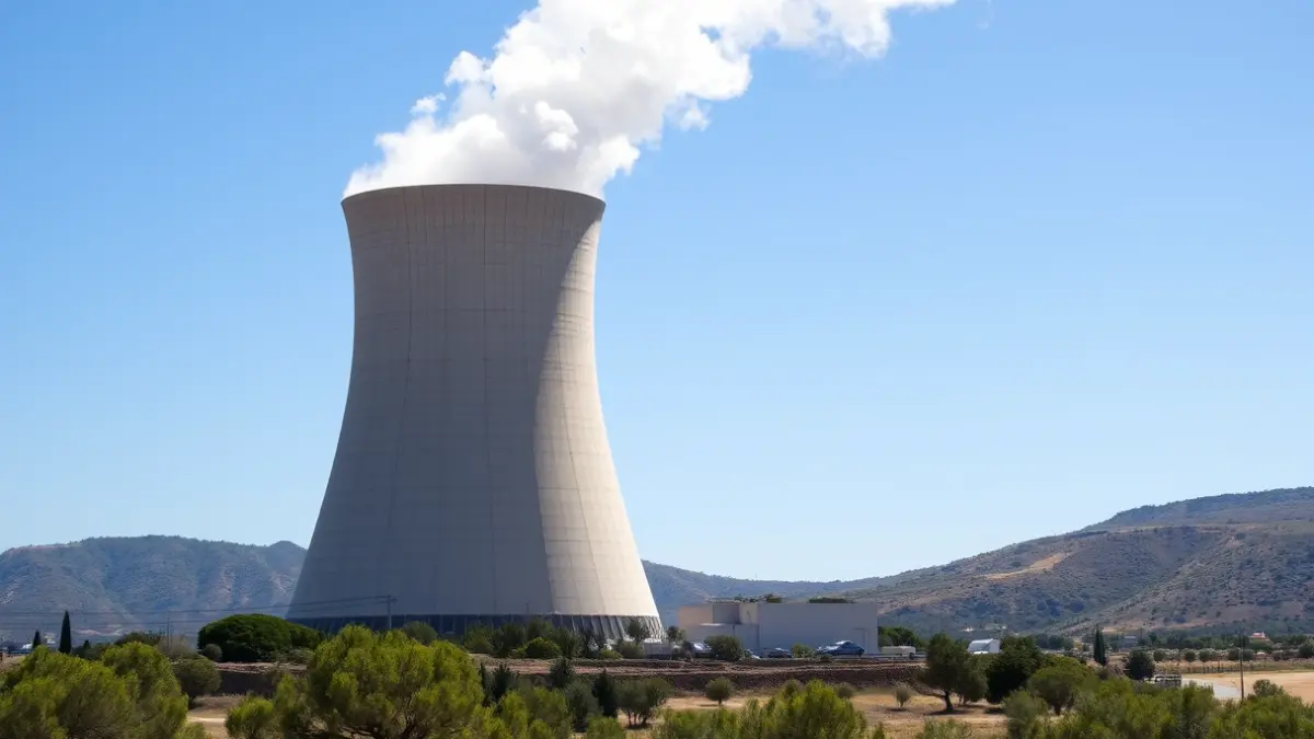 Imatge d'una torre de refrigeració d'una central nuclear amb vapor