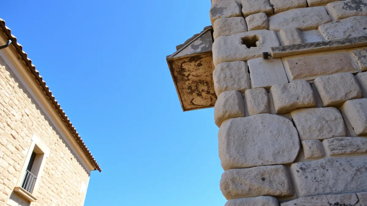 Image of an old stone facade with signs of deterioration