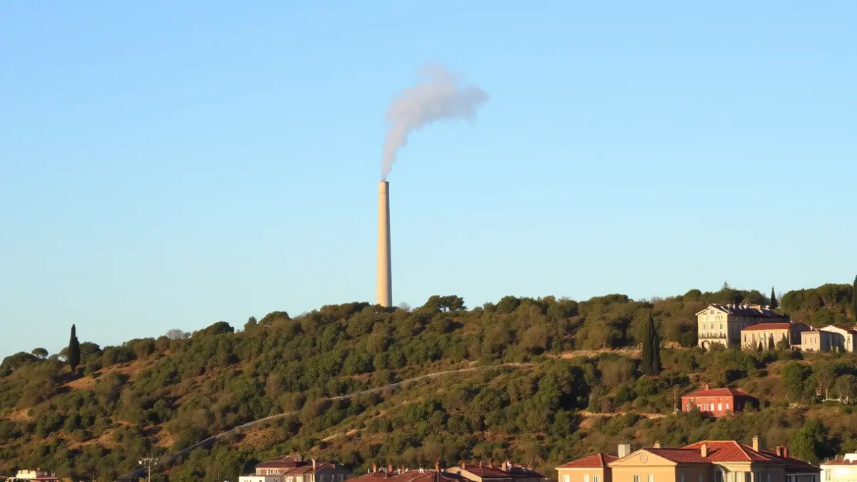 Smoke plume visible from Barcelona due to a fire on Montjuïc.