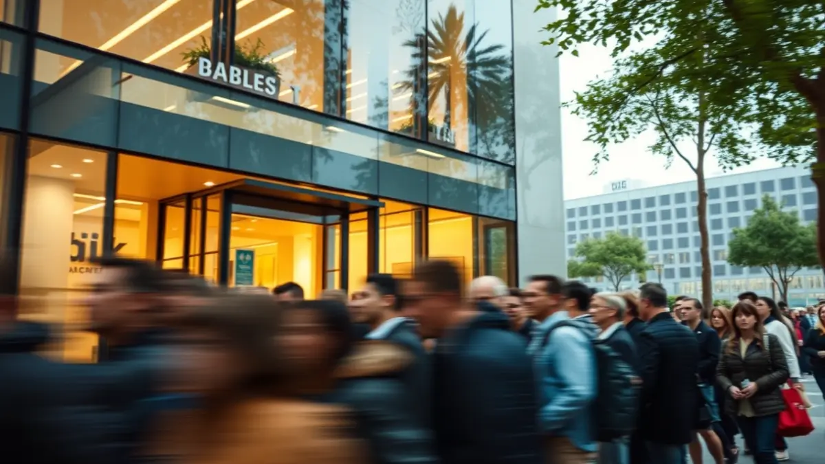 Imatge genèrica de persones fent cua davant d'un edifici, simbolitzant l'alta demanda de serveis.