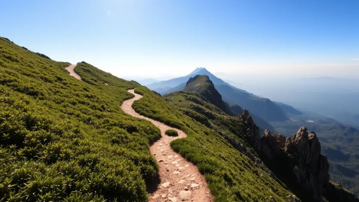 Imatge genèrica d'un paisatge de muntanya amb un sender que porta a un cim.