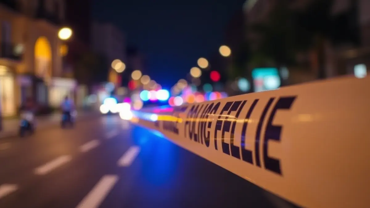 Imatge genèrica de cinta policial amb llums d'emergència borroses al fons.