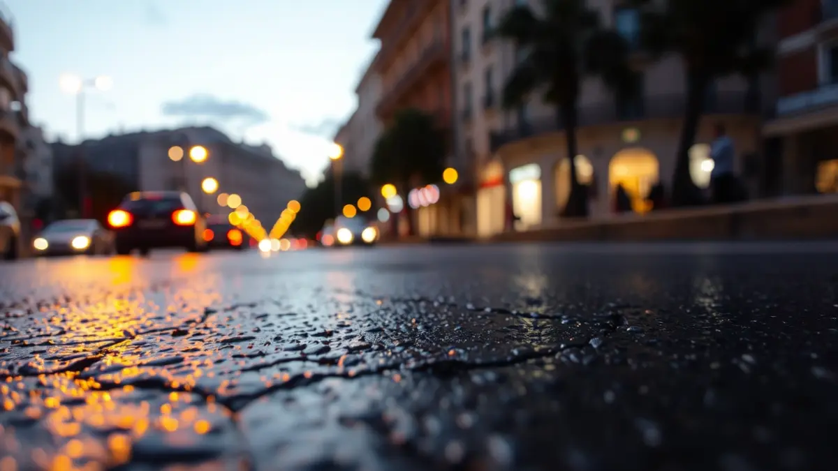 Imagen genérica de una calle de noche con luces borrosas, sugiriendo una investigación policial.