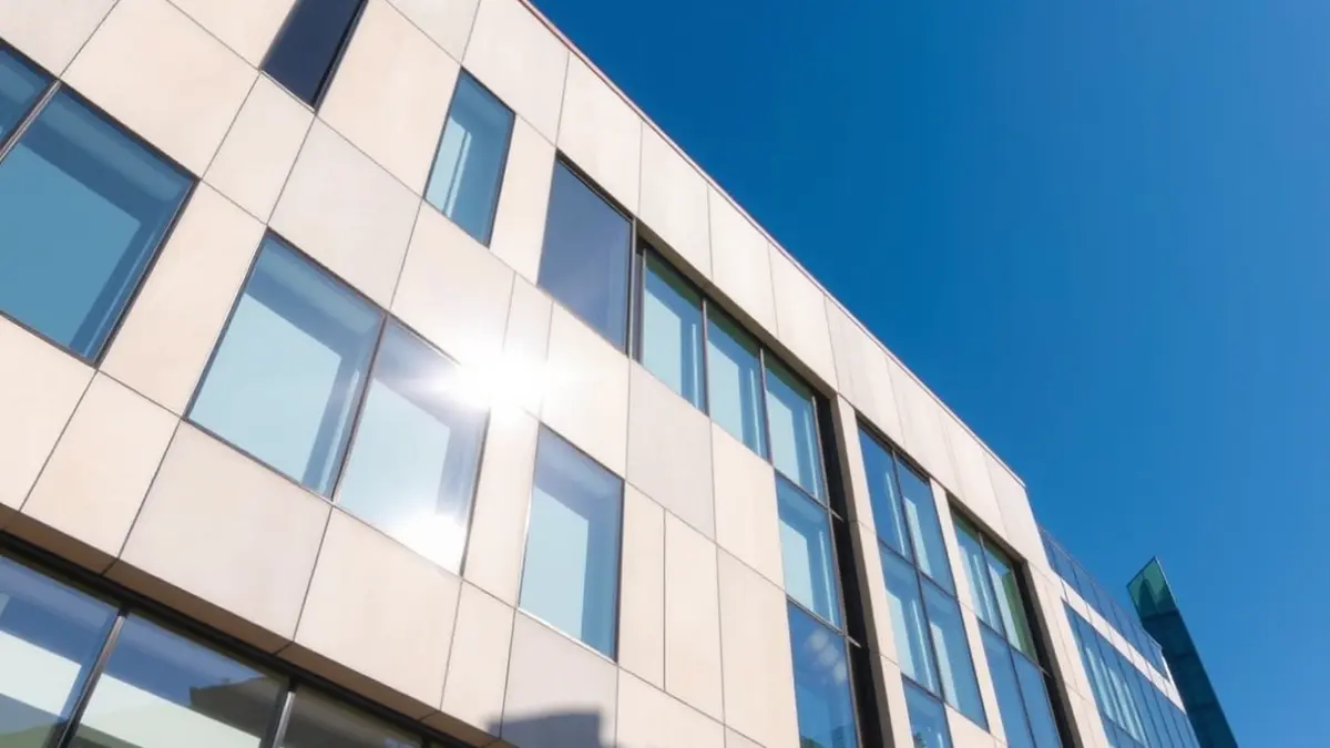 Imagen de una fachada moderna con paneles de vidrio