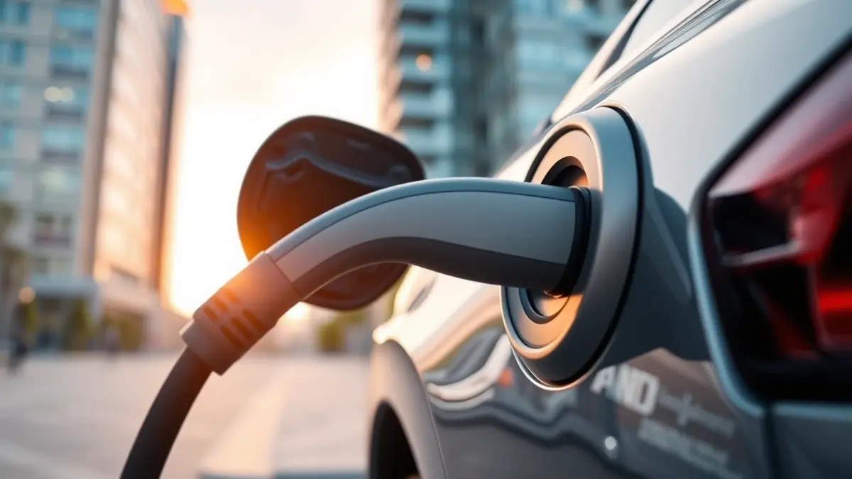 Imatge genèrica d'un vehicle elèctric carregant en un entorn urbà.