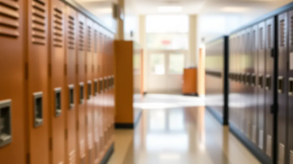 Imatge genèrica d'un passadís escolar, simbolitzant un entorn educatiu segur.