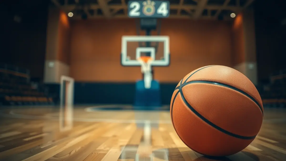 Generic image of a basketball on a court.