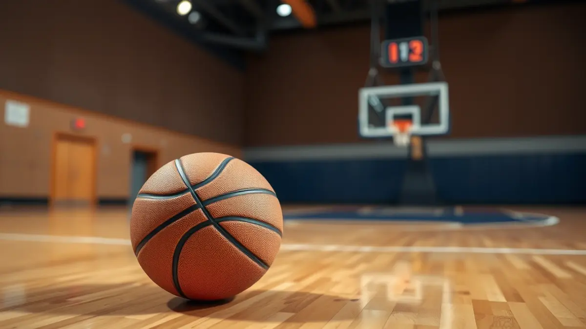 Imatge genèrica d'una pilota de bàsquet en una pista.