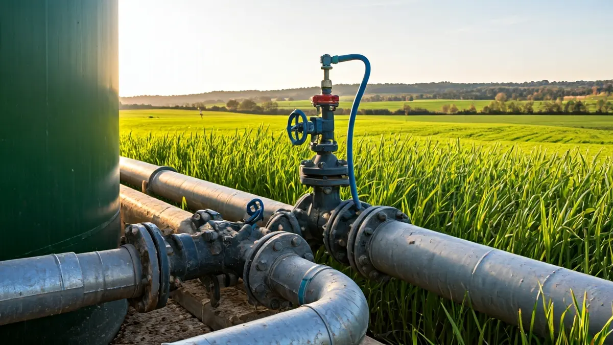 Imatge genèrica d'una planta de biogàs en un entorn rural.