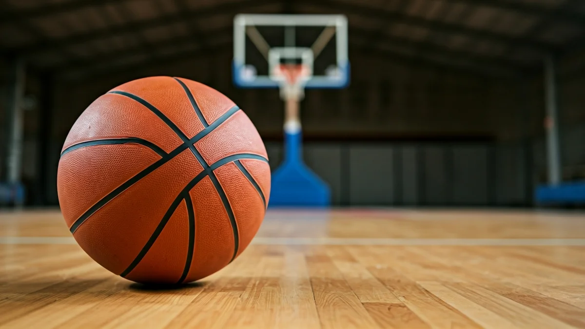 Imatge genèrica d'una pilota de bàsquet en una pista