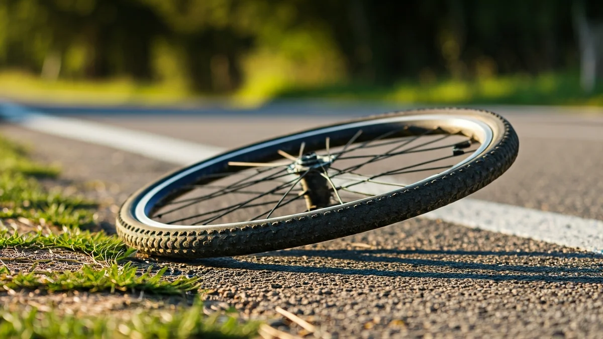 Imagen genérica de una rueda de bicicleta en el suelo, sugiriendo un accidente de tráfico.