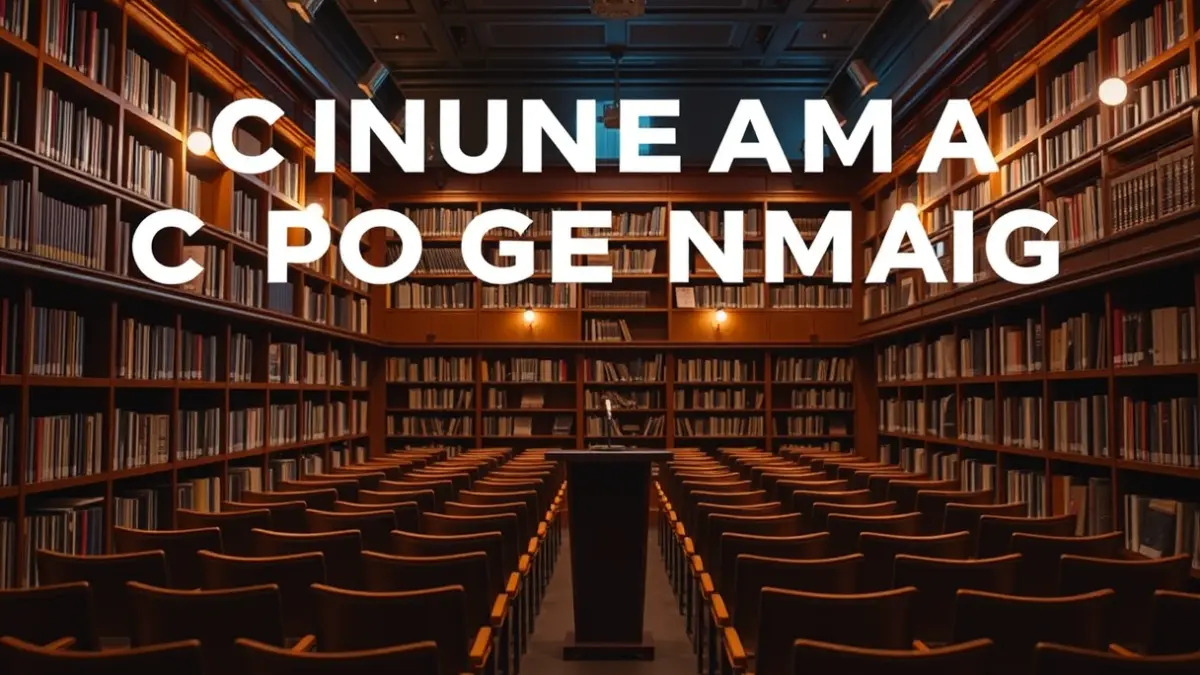 Generic image of a cinema or cultural hall interior with empty seats and warm lighting.