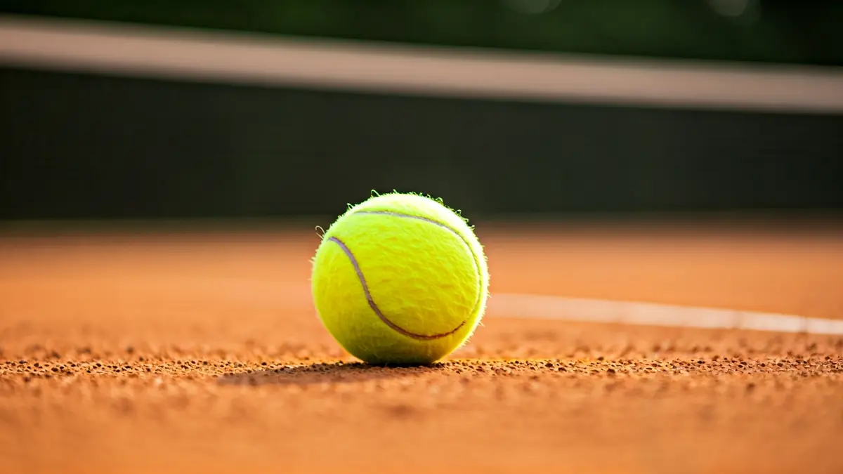 Imagen genérica de una pelota de tenis sobre una pista de tierra batida.