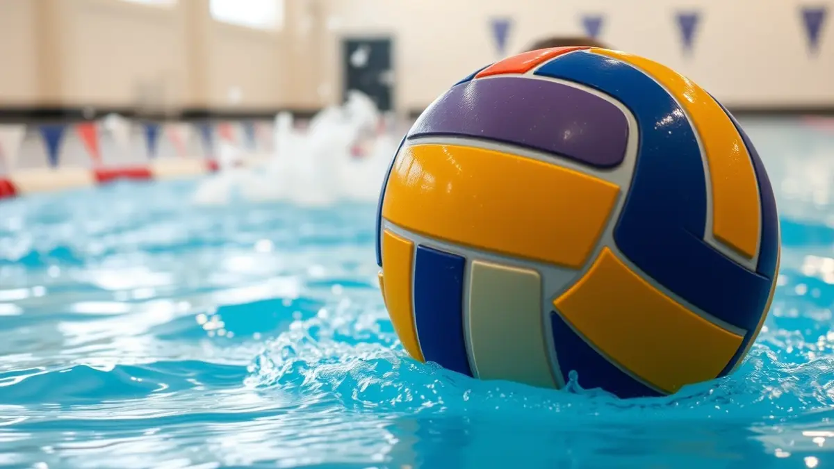 Imatge genèrica d'una pilota de waterpolo a la piscina.