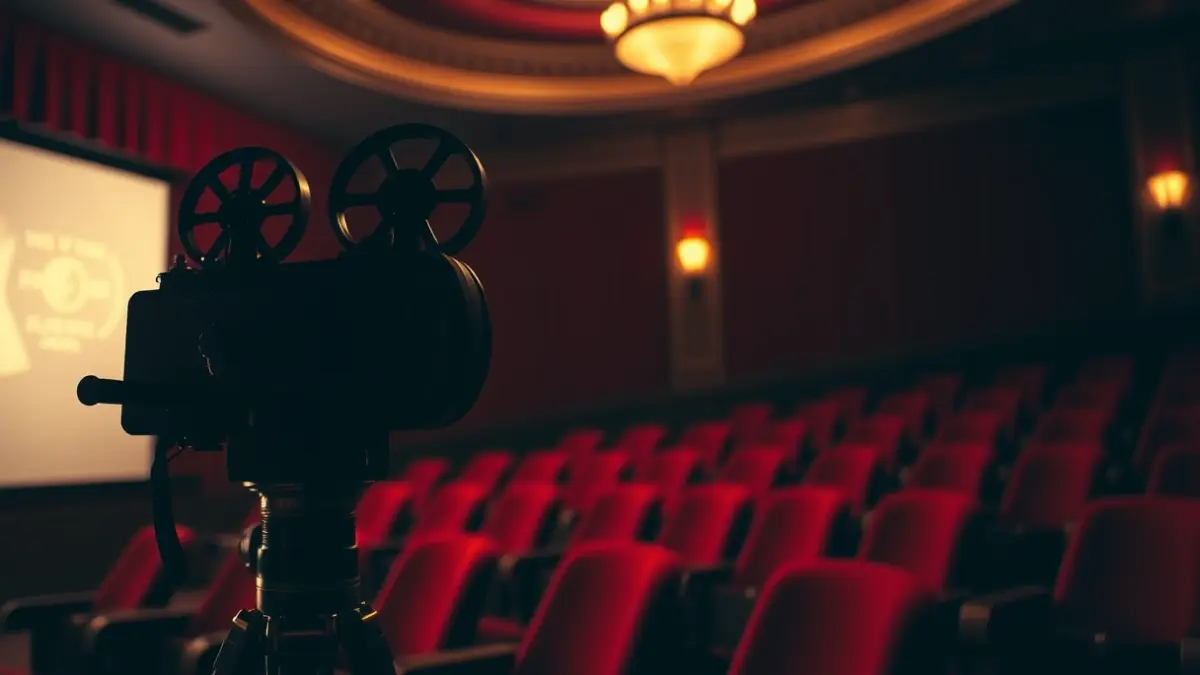 Imatge genèrica d'un projector de cinema antic en una sala fosca.