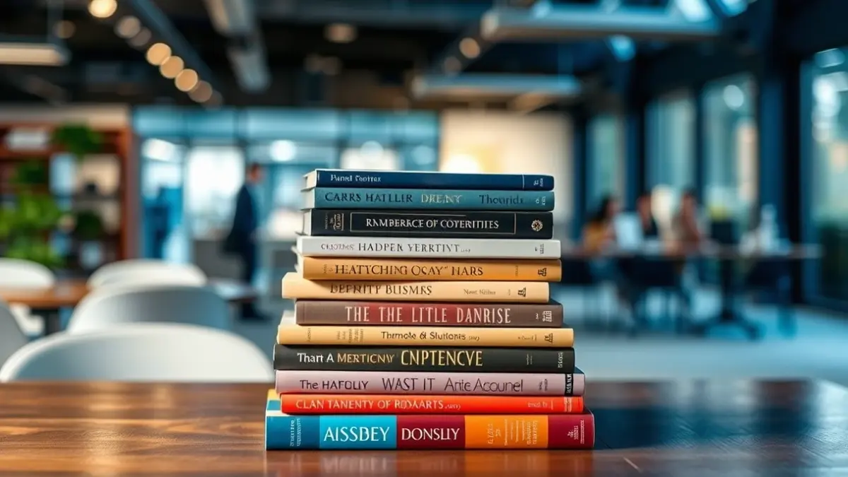 Imatge genèrica de llibres apilats sobre una taula de fusta, amb un fons desenfocat d'un espai cultural.