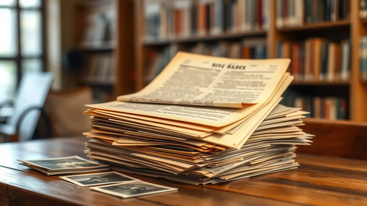 Imatge genèrica de documents antics i fotografies en un arxiu.